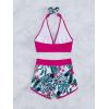 imageMakeMeChic Womens Halter Top Floral Swim Shorts Bikini Set 2 Piece Swimsuit Bathing SuitMulticolored a
