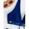 imageMakeMeChic Womens Halter Top Floral Swim Shorts Bikini Set 2 Piece Swimsuit Bathing SuitTropical Navy Blue