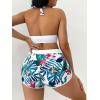 imageMakeMeChic Womens Halter Top Floral Swim Shorts Bikini Set 2 Piece Swimsuit Bathing SuitWhite Multi