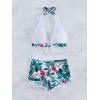 imageMakeMeChic Womens Halter Top Floral Swim Shorts Bikini Set 2 Piece Swimsuit Bathing SuitWhite Multi