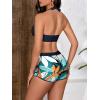 imageMakeMeChic Womens Halter Top Floral Swim Shorts Bikini Set Swimsuit Bathing SuitBlack