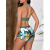 imageMakeMeChic Womens Halter Top Floral Swim Shorts Bikini Set Swimsuit Bathing SuitDark Green