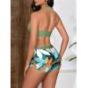 imageMakeMeChic Womens Halter Top Floral Swim Shorts Bikini Set Swimsuit Bathing SuitGreen