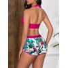 imageMakeMeChic Womens Halter Top Floral Swim Shorts Bikini Set Swimsuit Bathing SuitHot Pink