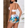 imageMakeMeChic Womens Halter Top Floral Swim Shorts Bikini Set Swimsuit Bathing SuitWhite
