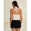 imageMakeMeChic Womens Halter Top Sleeveless Twist Front Going Out Tops Summer ShirtApricot