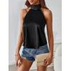 imageMakeMeChic Womens Halter Tops Satin Silk Backless Sleeveless Summer Camisole Going Out TopBlack