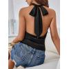 imageMakeMeChic Womens Halter Tops Satin Silk Backless Sleeveless Summer Camisole Going Out TopBlack