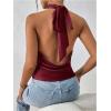 imageMakeMeChic Womens Halter Tops Satin Silk Backless Sleeveless Summer Camisole Going Out TopBurgundy