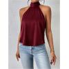 imageMakeMeChic Womens Halter Tops Satin Silk Backless Sleeveless Summer Camisole Going Out TopBurgundy