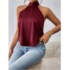 imageMakeMeChic Womens Halter Tops Satin Silk Backless Sleeveless Summer Camisole Going Out TopBurgundy