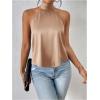 imageMakeMeChic Womens Halter Tops Satin Silk Backless Sleeveless Summer Camisole Going Out TopChampagne