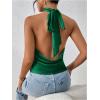 imageMakeMeChic Womens Halter Tops Satin Silk Backless Sleeveless Summer Camisole Going Out TopDark Green