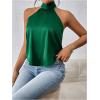imageMakeMeChic Womens Halter Tops Satin Silk Backless Sleeveless Summer Camisole Going Out TopDark Green