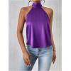 imageMakeMeChic Womens Halter Tops Satin Silk Backless Sleeveless Summer Camisole Going Out TopPurple
