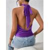 imageMakeMeChic Womens Halter Tops Satin Silk Backless Sleeveless Summer Camisole Going Out TopPurple