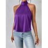 imageMakeMeChic Womens Halter Tops Satin Silk Backless Sleeveless Summer Camisole Going Out TopPurple