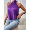 imageMakeMeChic Womens Halter Tops Satin Silk Backless Sleeveless Summer Camisole Going Out TopPurple