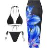 imageMakeMeChic Womens Halter Triangle Bikini Sets Floral 3 Piece Swimsuit Bathing Suit Cover Up Long SkirtBlackblue