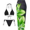 imageMakeMeChic Womens Halter Triangle Bikini Sets Floral 3 Piece Swimsuit Bathing Suit Cover Up Long SkirtBlackgreen