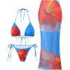 imageMakeMeChic Womens Halter Triangle Bikini Sets Floral 3 Piece Swimsuit Bathing Suit Cover Up Long SkirtBlue Red