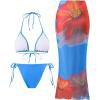 imageMakeMeChic Womens Halter Triangle Bikini Sets Floral 3 Piece Swimsuit Bathing Suit Cover Up Long SkirtBlue Red