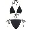 imageMakeMeChic Womens Halter Triangle Bikini Sets Floral 3 Piece Swimsuit Bathing Suit Cover Up Long SkirtFlower Black