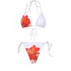 imageMakeMeChic Womens Halter Triangle Bikini Sets Floral 3 Piece Swimsuit Bathing Suit Cover Up Long SkirtFlower White