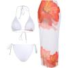 imageMakeMeChic Womens Halter Triangle Bikini Sets Floral 3 Piece Swimsuit Bathing Suit Cover Up Long SkirtFlower White
