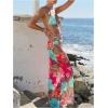 imageMakeMeChic Womens Halter Triangle Bikini Sets Floral 3 Piece Swimsuit Bathing Suit Cover Up Long SkirtGreen Floral