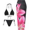 imageMakeMeChic Womens Halter Triangle Bikini Sets Floral 3 Piece Swimsuit Bathing Suit Cover Up Long SkirtMulticolor