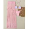 imageMakeMeChic Womens Halter Triangle Bikini Sets Floral 3 Piece Swimsuit Bathing Suit Cover Up Long SkirtPink