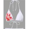imageMakeMeChic Womens Halter Triangle Bikini Sets Floral 3 Piece Swimsuit Bathing Suit Cover Up Long SkirtWhite a