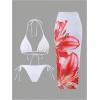 imageMakeMeChic Womens Halter Triangle Bikini Sets Floral 3 Piece Swimsuit Bathing Suit Cover Up Long SkirtWhite a