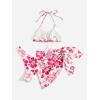 imageMakeMeChic Womens Halter Triangle Bikini Sets Leopard 3 Piece Swimsuit Bathing Suit Cover Up SkirtA Multi