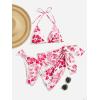 imageMakeMeChic Womens Halter Triangle Bikini Sets Leopard 3 Piece Swimsuit Bathing Suit Cover Up SkirtA Multi