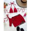 imageMakeMeChic Womens Halter Triangle Bikini Sets Leopard 3 Piece Swimsuit Bathing Suit Cover Up SkirtBrown