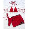 imageMakeMeChic Womens Halter Triangle Bikini Sets Leopard 3 Piece Swimsuit Bathing Suit Cover Up SkirtBrown