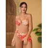 imageMakeMeChic Womens Halter Triangle Bikini Sets Leopard 3 Piece Swimsuit Bathing Suit Cover Up SkirtFloral Orange