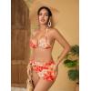 imageMakeMeChic Womens Halter Triangle Bikini Sets Leopard 3 Piece Swimsuit Bathing Suit Cover Up SkirtFloral Orange