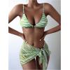 imageMakeMeChic Womens Halter Triangle Bikini Sets Leopard 3 Piece Swimsuit Bathing Suit Cover Up SkirtGreen