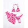 imageMakeMeChic Womens Halter Triangle Bikini Sets Leopard 3 Piece Swimsuit Bathing Suit Cover Up SkirtHot Pink