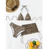 imageMakeMeChic Womens Halter Triangle Bikini Sets Leopard 3 Piece Swimsuit Bathing Suit Cover Up SkirtMulticolor
