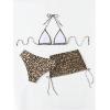 imageMakeMeChic Womens Halter Triangle Bikini Sets Leopard 3 Piece Swimsuit Bathing Suit Cover Up SkirtMulticolor