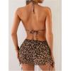 imageMakeMeChic Womens Halter Triangle Bikini Sets Leopard 3 Piece Swimsuit Bathing Suit Cover Up SkirtMulticolor