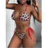 imageMakeMeChic Womens Halter Triangle Bikini Sets Leopard 3 Piece Swimsuit Bathing Suit Cover Up SkirtMulticolor a