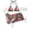 imageMakeMeChic Womens Halter Triangle Bikini Sets Leopard 3 Piece Swimsuit Bathing Suit Cover Up SkirtMulticolored