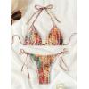 imageMakeMeChic Womens Halter Triangle Thong Bikini Sets High Cut Swimsuit Bathing Suit SwimwearAnimal Print