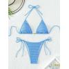 imageMakeMeChic Womens Halter Triangle Thong Bikini Sets High Cut Swimsuit Bathing Suit SwimwearBlue Color