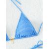 imageMakeMeChic Womens Halter Triangle Thong Bikini Sets High Cut Swimsuit Bathing Suit SwimwearBlue Color